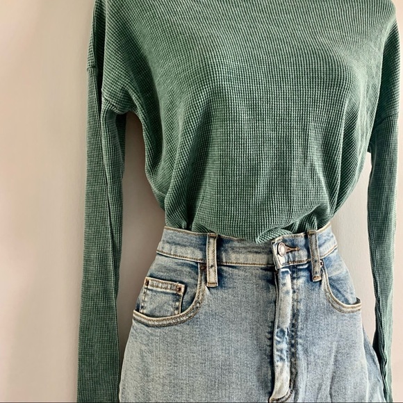 GO COUTURE NWOT 90s Y2K Boxy Stitch Hem Knit Long Sleeve Tee Shirt - Picture 3 of 10